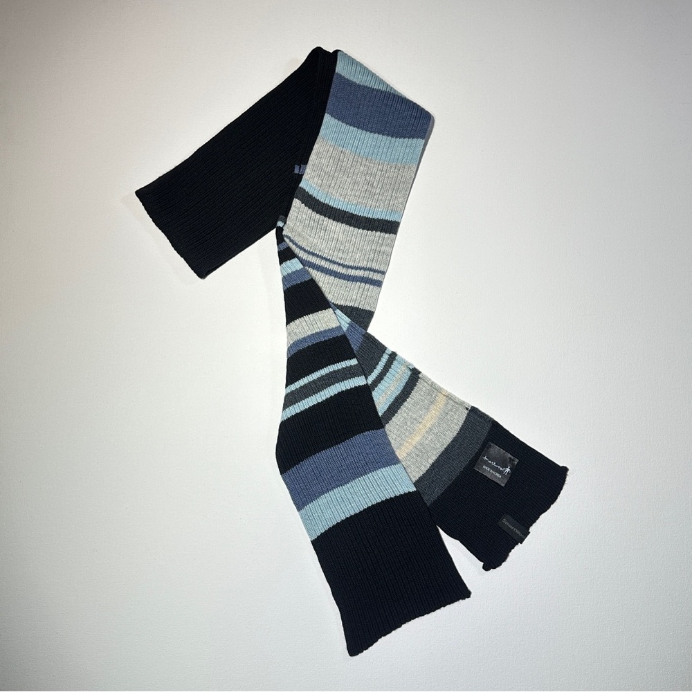 Smartwool Merino Striped Knit Scarf in Gray Black